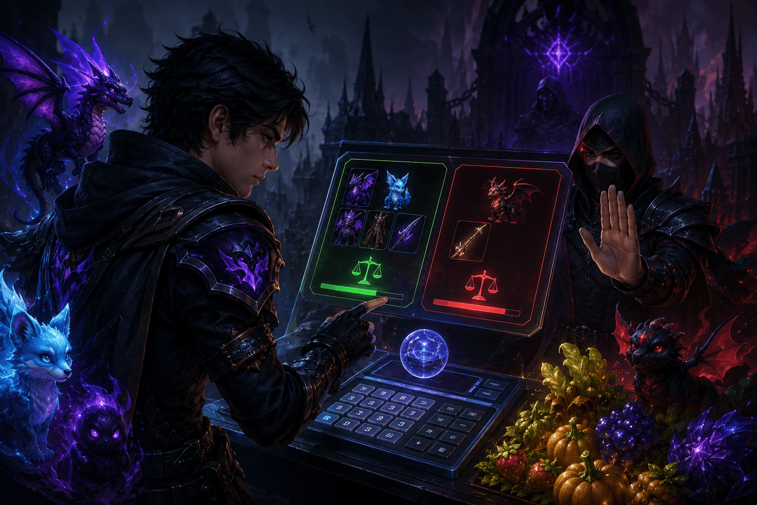 Player comparing a fair and unfair trade using a value calculator