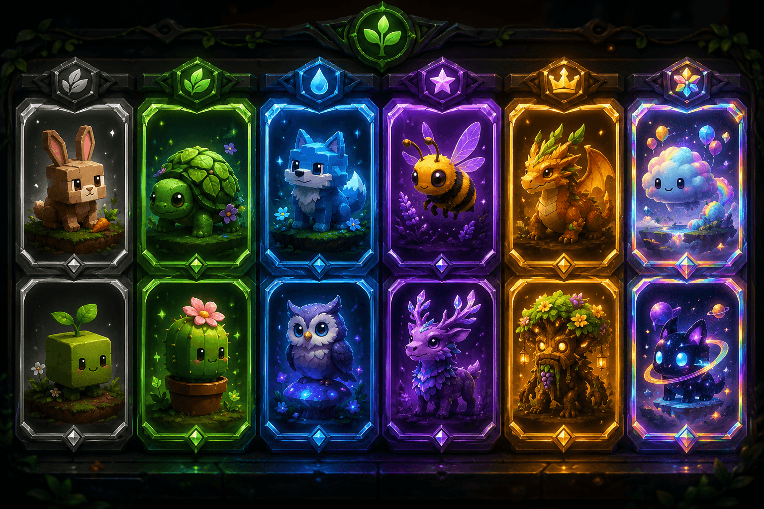 Different Grow a Garden pet categories displayed by rarity